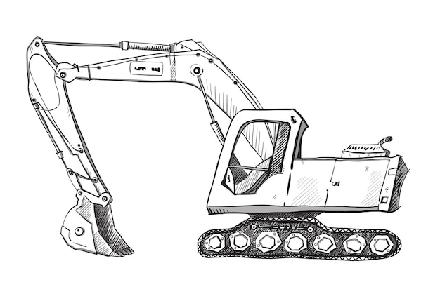 Imagen vectorial de dibujo de excavadora de Doodle