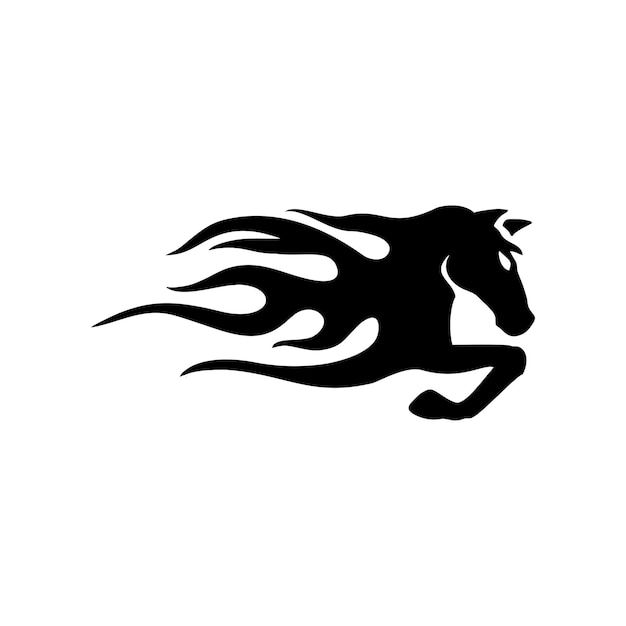 Imagen vectorial del diseño del logotipo de la llama del caballo