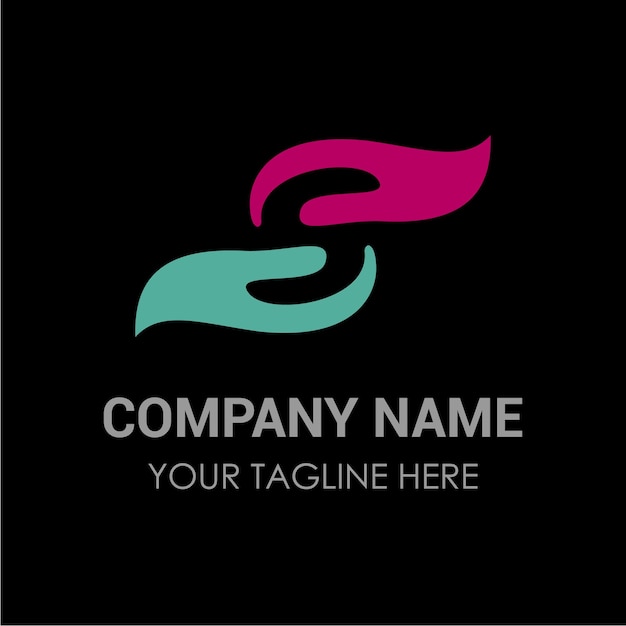 Imagen vectorial de diseño de logotipo de manos sobre fondo negro