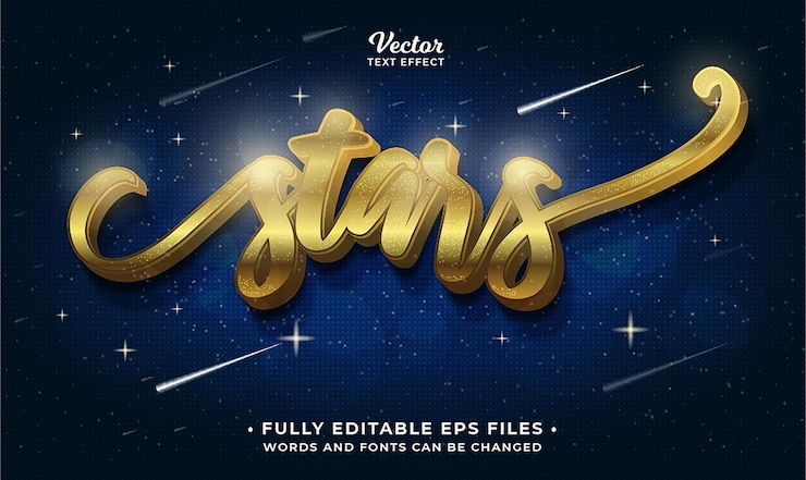 Vector imagen vectorial editable de efecto de texto de estrellas doradas