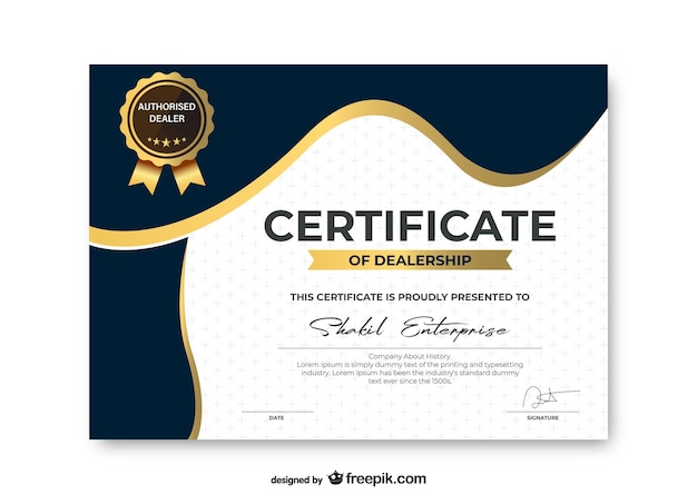 Imagen vectorial elegante del certificado de diploma azul y dorado