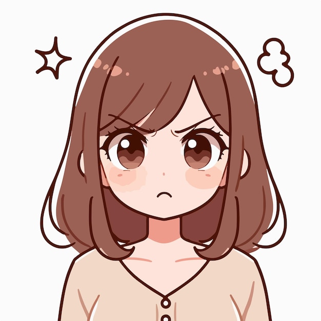 Imagen vectorial de la expresión de una mujer enojada