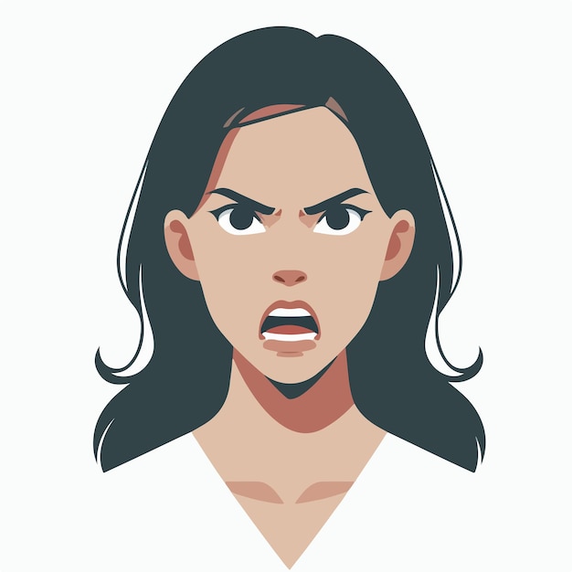 Vector imagen vectorial de la expresión de una mujer enojada