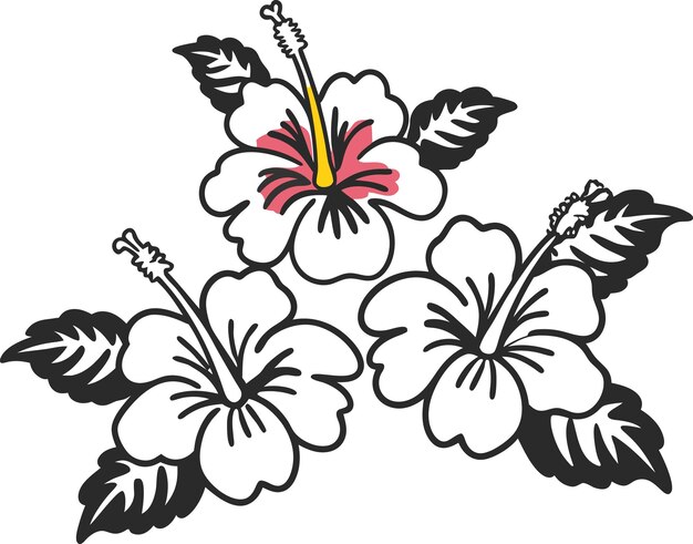 Imagen vectorial de las flores del hibisco