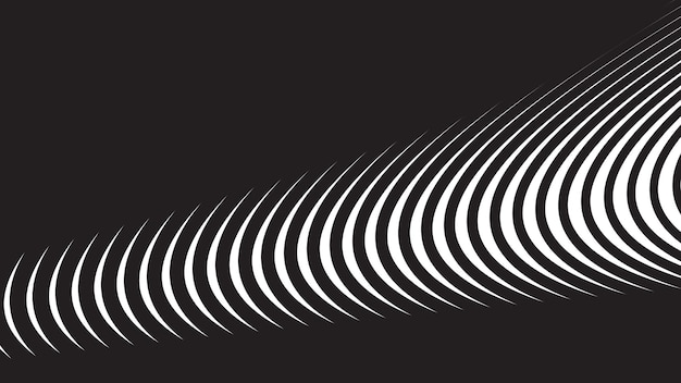 Imagen vectorial de fondo de líneas curvas oblicuas en blanco y negro para telón de fondo o presentación
