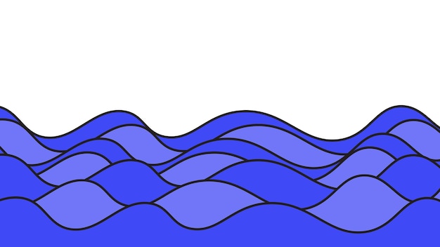 Imagen vectorial de fondo de papel de pared de ondas azules del océano Ilustración del diseño gráfico de ondas para el fondo