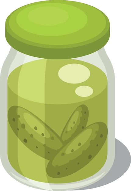 Imagen vectorial de un frasco de vidrio con pepinos Ilustración de alimentos