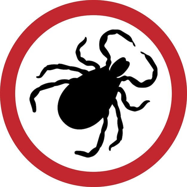 Imagen vectorial de una garrapa en un círculo rojo Ilustración vectorial del signo de garrapa