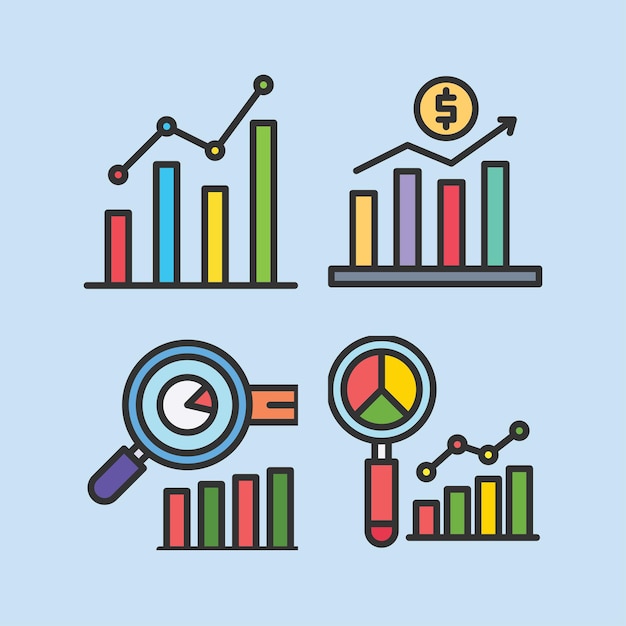 Imagen vectorial de un gráfico de crecimiento de una estrategia de negocio multicolor 1