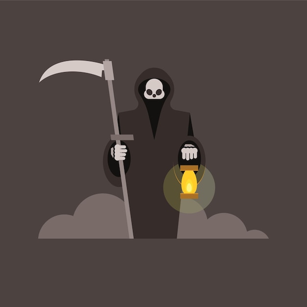 Imagen vectorial de Grim Reaper con guadaña aislado sobre fondo transparente