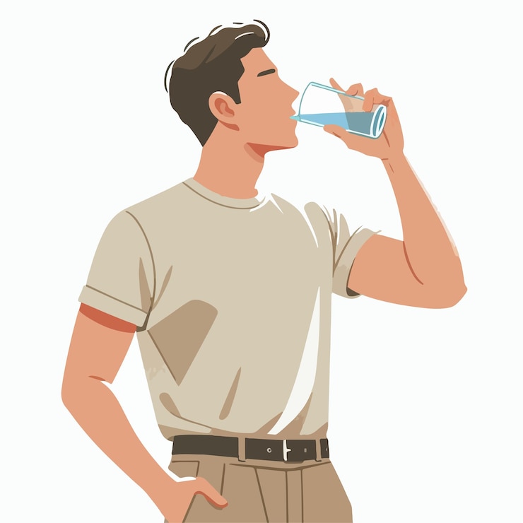 Vector imagen vectorial de un hombre bebiendo agua