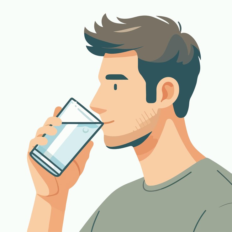 Vector imagen vectorial de un hombre bebiendo agua