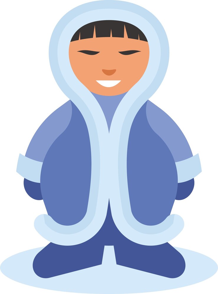 Vector imagen vectorial de un hombre esquimal aislado sobre fondo blanco.