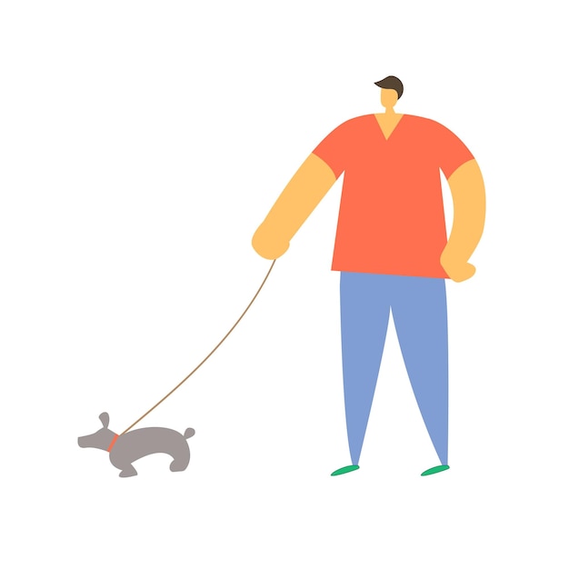 Imagen vectorial el hombre pasea al perro