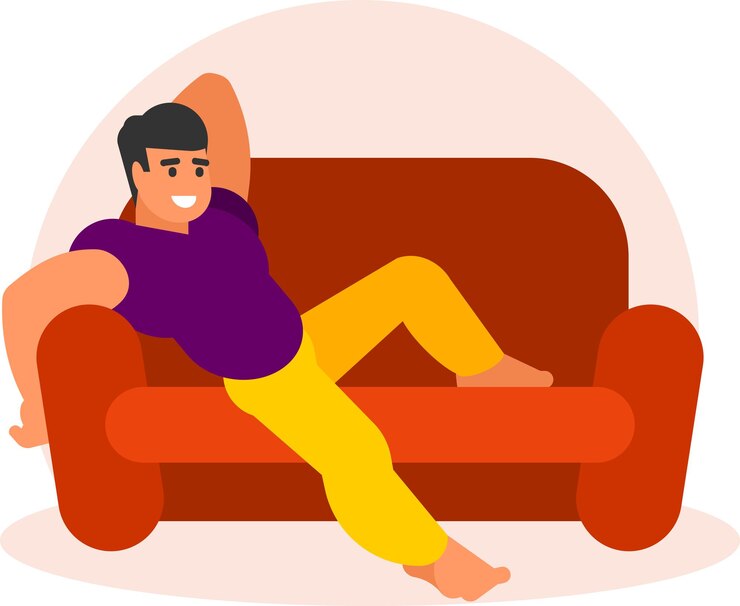 Vector imagen vectorial de un hombre que se relaja en un sofá aislado sobre fondo transparente