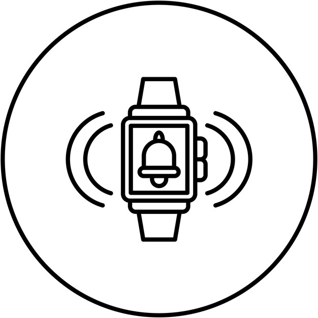 Imagen vectorial del icono de alarma del reloj inteligente Se puede usar para la hora y la fecha