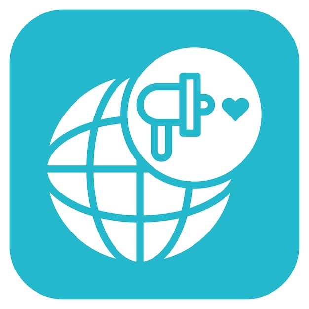 Imagen vectorial de icono de alcance global Se puede usar para la caridad