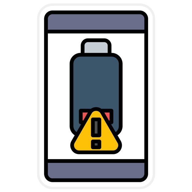 Imagen vectorial del icono de alerta de batería Se puede utilizar para la UI móvil