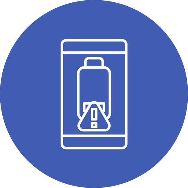 Imagen vectorial del icono de alerta de batería Se puede utilizar para la UI móvil