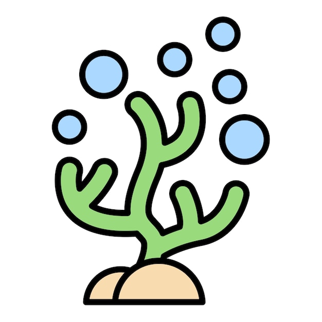 Imagen vectorial del icono de algas puede utilizarse para la línea costera
