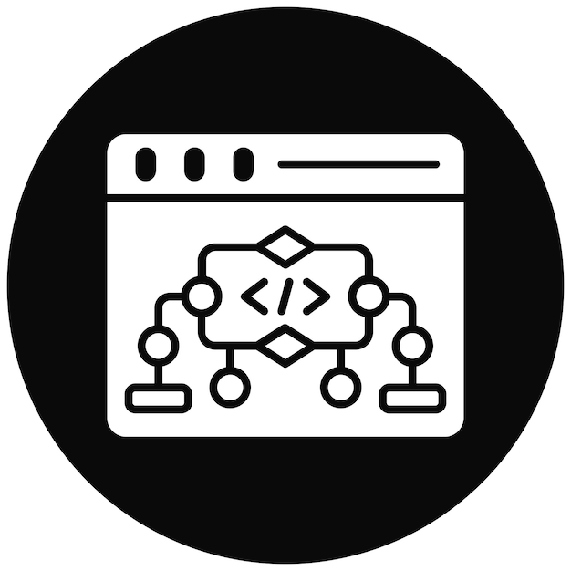 Imagen vectorial del icono del algoritmo del sitio web Se puede utilizar para el alojamiento web