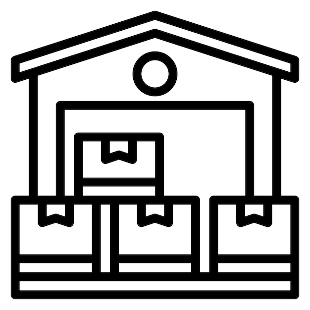 Imagen vectorial del icono del almacén Se puede utilizar para la fabricación y distribución