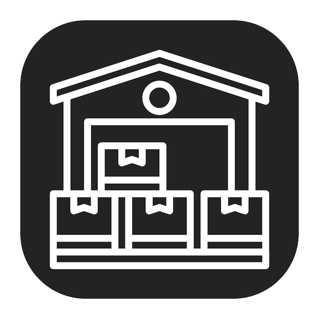 Imagen vectorial del icono del almacén Se puede utilizar para la fabricación y distribución