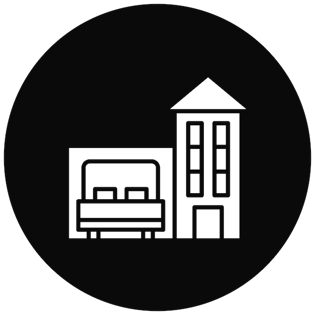 Imagen vectorial del icono del alojamiento Puede utilizarse para la Agencia de Viajes