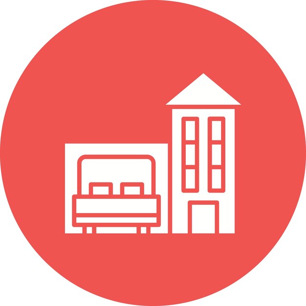 Imagen vectorial del icono del alojamiento Puede utilizarse para la Agencia de Viajes