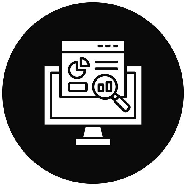 Imagen vectorial de icono de análisis de búsqueda Se puede utilizar para SEO y SEM