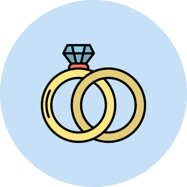 Imagen vectorial del icono de los anillos de boda Se puede usar para la boda