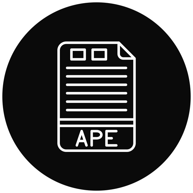 Imagen vectorial del icono APE Se puede utilizar para formatos de archivo