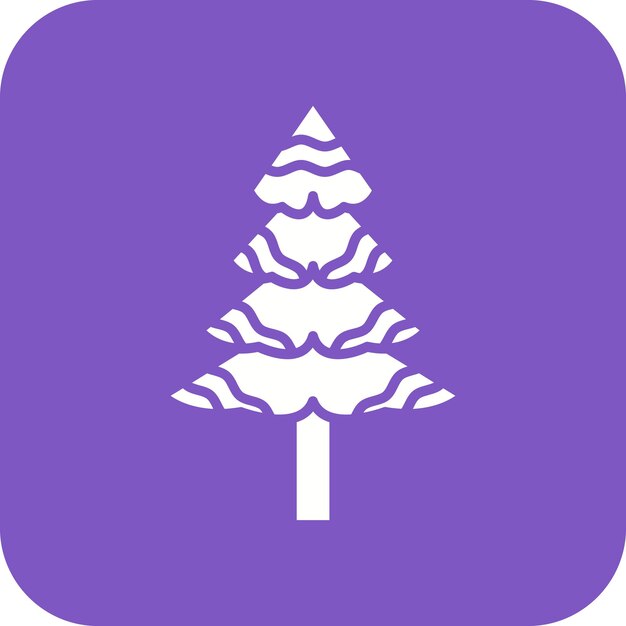La imagen vectorial del icono del árbol cubierto de nieve se puede usar para el clima