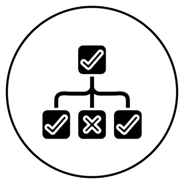 Imagen vectorial del ícono del árbol de decisión Se puede utilizar para el análisis de datos