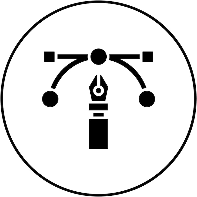 Imagen vectorial del ícono de Arco, Punto y Pluma Se puede usar para la creatividad