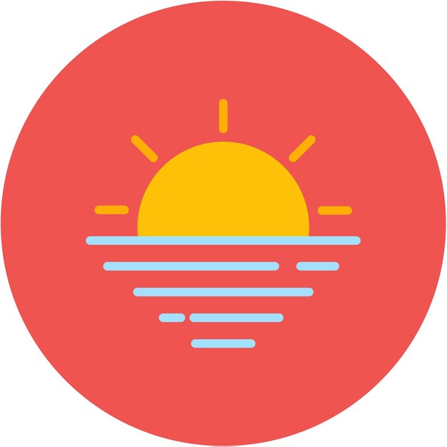La imagen vectorial del icono del atardecer se puede usar para el Océano