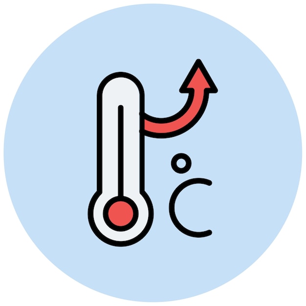 Imagen vectorial del icono de aumento de temperatura Se puede utilizar para el calentamiento global