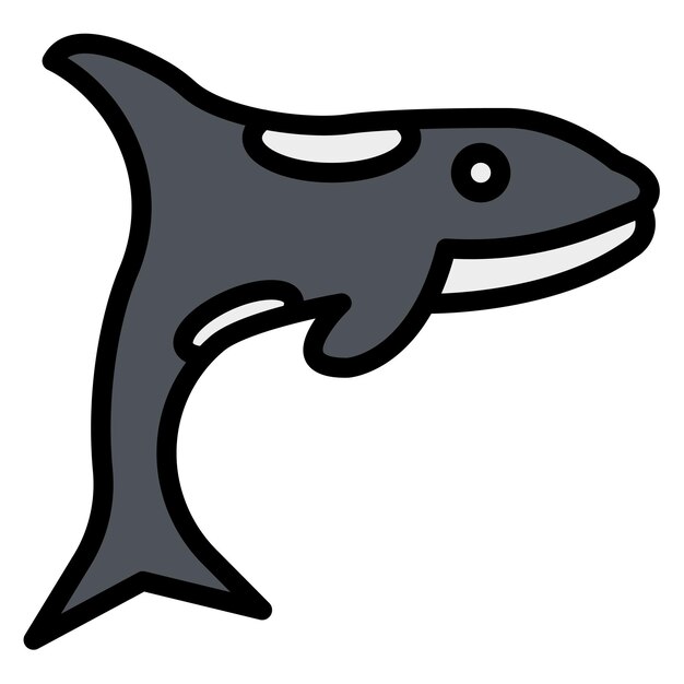 La imagen vectorial del icono de la ballena asesina se puede usar para la selva tropical