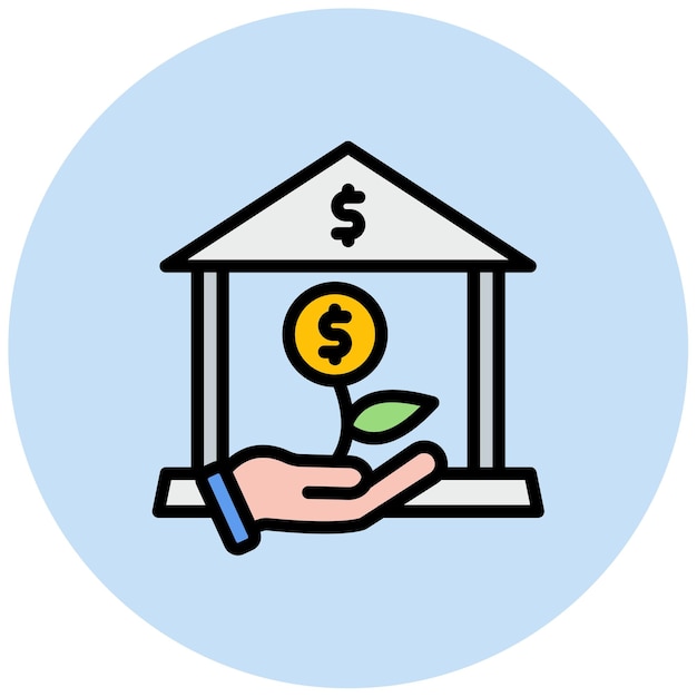 Imagen vectorial del icono del banco de inversión Se puede utilizar para la banca