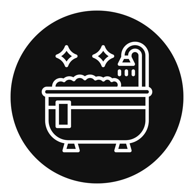Imagen vectorial del icono de la bañera de limpieza Se puede utilizar para limpiar y limpiar el polvo