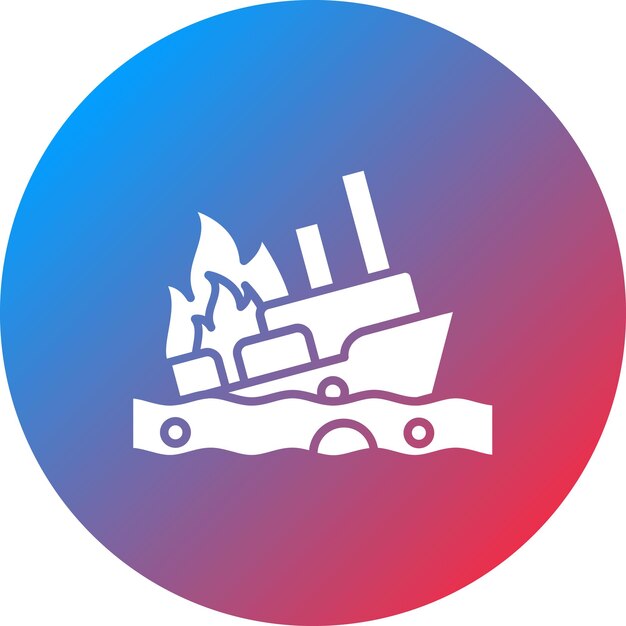 Imagen vectorial de icono de barco en llamas Se puede utilizar para la contaminación