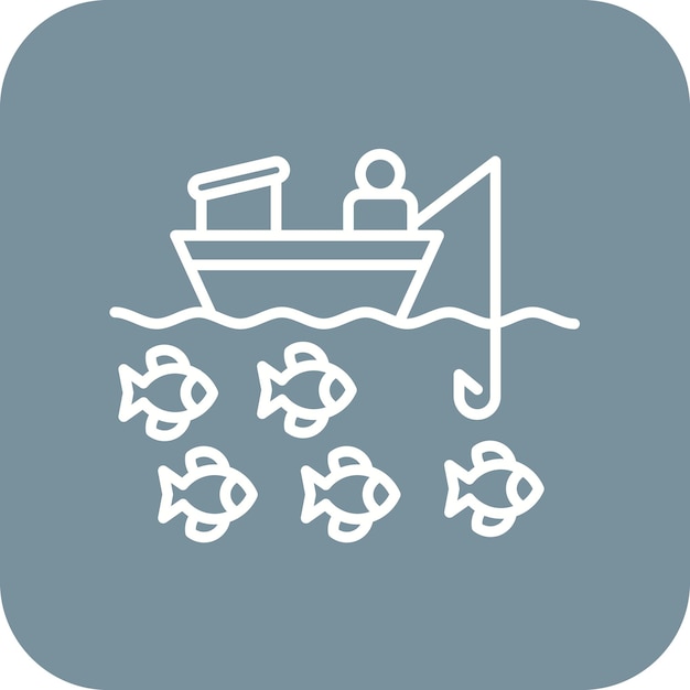 Imagen vectorial del icono del barco de pesca Se puede utilizar para la pesca