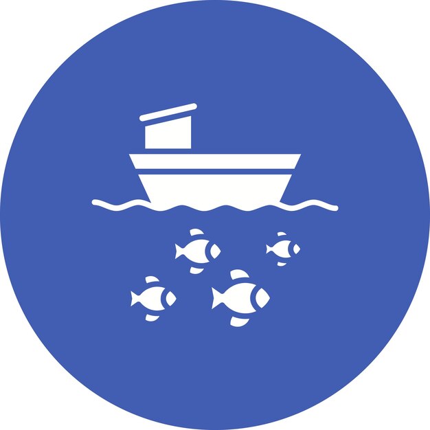 Imagen vectorial del icono del barco de pesca Se puede utilizar para la pesca