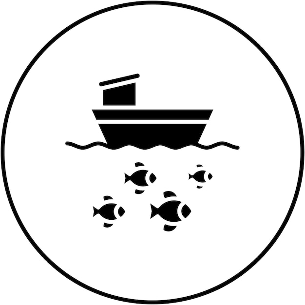 Imagen vectorial del icono del barco de pesca Se puede utilizar para la pesca