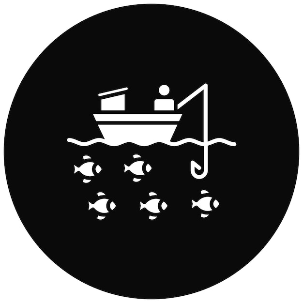 Imagen vectorial del icono del barco de pesca Se puede utilizar para la pesca