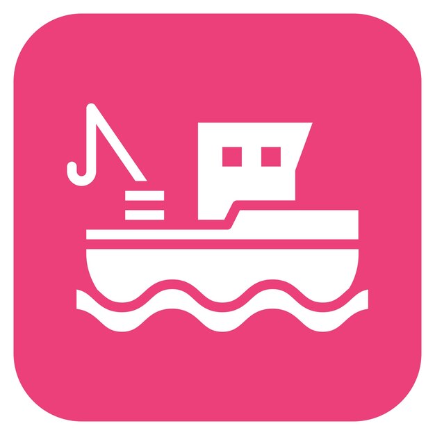 Imagen vectorial del icono del barco de pesca Se puede utilizar para pescado y mariscos