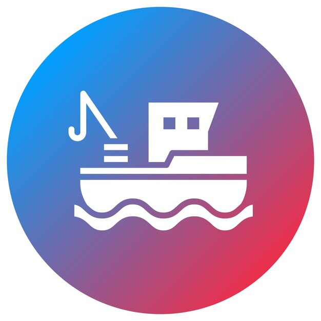 Imagen vectorial del icono del barco de pesca Se puede utilizar para pescado y mariscos