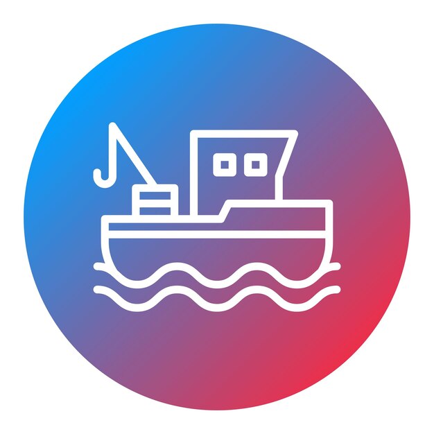 Imagen vectorial del icono del barco de pesca Se puede utilizar para pescado y mariscos