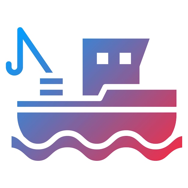 Imagen vectorial del icono del barco de pesca Se puede utilizar para pescado y mariscos
