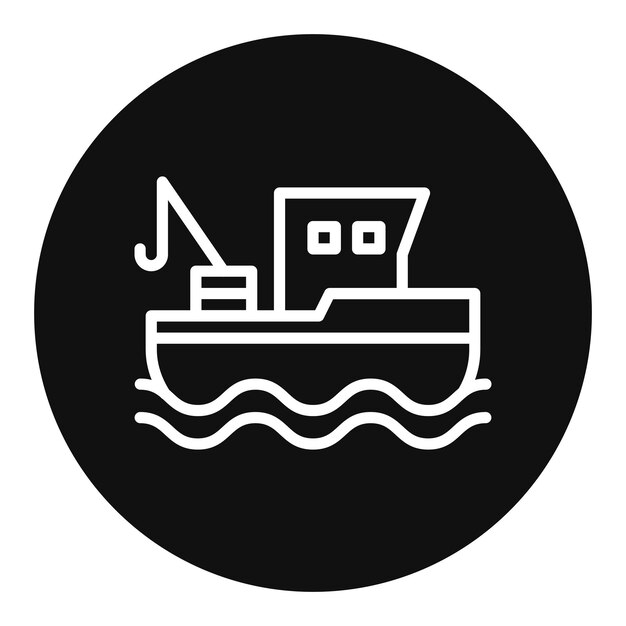 Imagen vectorial del icono del barco de pesca Se puede utilizar para pescado y mariscos
